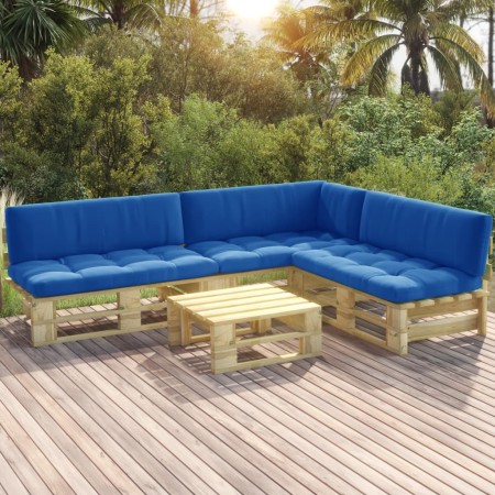 4-piece pallet furniture and green impregnated pine wood cushions by vidaXL, Garden sets - Ref: Foro24-3066694, Price: 385,99...