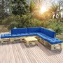 6-teilige Palettenmöbel und Kissen aus grün imprägniertem Kiefernholz von vidaXL, Gartensets - Ref: Foro24-3066838, Preis: 55...