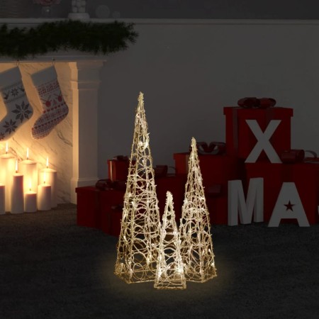 Set cono luz LED decorativo acrílico blanco cálido 30/45/60cm de vidaXL, Luces de Navidad - Ref: Foro24-328967, Precio: 65,38...