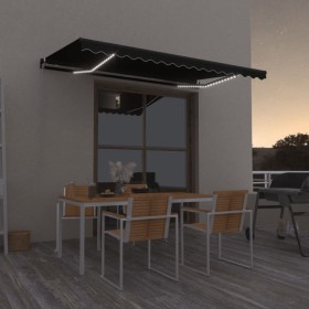 Retractable manual awning with anthracite gray LED 450x350 cm by vidaXL, Awnings - Ref: Foro24-3069204, Price: 516,99 €, Disc...