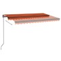 Manual retractable awning with orange and brown LED 450x350 cm by vidaXL, Awnings - Ref: Foro24-3069205, Price: 529,99 €, Dis...