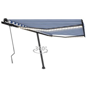 Retractable manual awning with blue and white LED lights 450x350 cm by vidaXL, Awnings - Ref: Foro24-3069841, Price: 606,99 €...