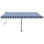 Retractable manual awning with blue and white LED lights 450x350 cm by vidaXL, Awnings - Ref: Foro24-3069841, Price: 589,06 €...