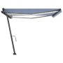 Retractable manual awning with blue and white LED lights 450x350 cm by vidaXL, Awnings - Ref: Foro24-3069841, Price: 589,06 €...