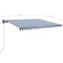 Retractable manual awning with blue and white LED lights 450x350 cm by vidaXL, Awnings - Ref: Foro24-3069841, Price: 589,06 €...