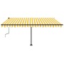 Manual retractable awning with yellow and white LED 450x350 cm by vidaXL, Awnings - Ref: Foro24-3069843, Price: 578,65 €, Dis...