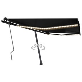 Manual retractable awning with LED anthracite gray 450x350 cm by vidaXL, Awnings - Ref: Foro24-3069844, Price: 579,02 €, Disc...