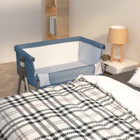 Cuna con colchón tela de lino azul marino de vidaXL, Cunas y camas para niños - Ref: Foro24-10292, Precio: 112,99 €, Descuent...