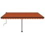 Retractable manual awning with orange and brown LED lights 450x350 cm by vidaXL, Awnings - Ref: Foro24-3069845, Price: 602,36...