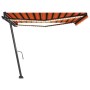 Retractable manual awning with orange and brown LED lights 450x350 cm by vidaXL, Awnings - Ref: Foro24-3069845, Price: 602,36...