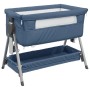 Crib with mattress in navy blue linen fabric by vidaXL, Cribs and beds for children - Ref: Foro24-10292, Price: 116,05 €, Dis...