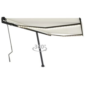 Manual retractable awning with cream-colored LED 450x350 cm by vidaXL, Awnings - Ref: Foro24-3069842, Price: 590,08 €, Discou...