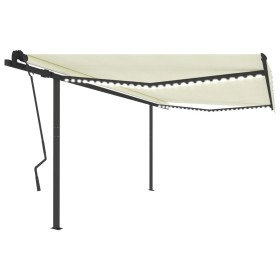 Manual retractable awning with LED cream color 4.5x3.5 m by vidaXL, Awnings - Ref: Foro24-3070242, Price: 693,99 €, Discount: %