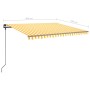 Manual retractable awning with yellow and white LED 4.5x3.5 m by vidaXL, Awnings - Ref: Foro24-3070243, Price: 673,96 €, Disc...