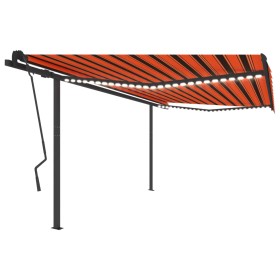 Retractable manual awning with orange and brown LED lights 4.5x3.5 m by vidaXL, Awnings - Ref: Foro24-3070245, Price: 694,99 ...