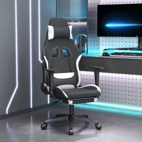 Gaming-Stuhl mit Fußstütze aus schwarz-weißem Stoff von vidaXL, Gaming-Stühle - Ref: Foro24-3143750, Preis: 144,82 €, Rabatt: %