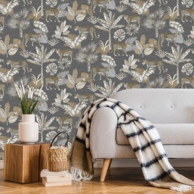 DUTCH WALLCOVERINGS Gray and beige leopard wallpaper by DUTCH WALLCOVERINGS, Painted paper - Ref: Foro24-437431, Price: 27,99...