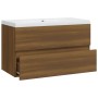 Mueble de baño con lavabo madera contrachapada marrón roble de vidaXL, Tocadores de baño - Ref: Foro24-3120344, Precio: 220,8...