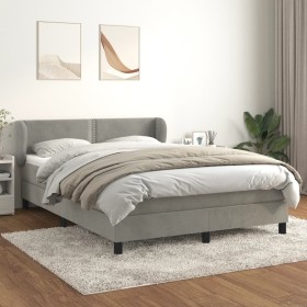 Box spring bed with light gray velvet mattress 140x200 cm by vidaXL, Beds and slatted bases - Ref: Foro24-3127433, Price: 417...