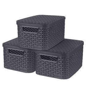 Curver Cajas de almacenaje con tapa Style 3 uds antracita S 6L de Curver, Cestas para almacenaje - Ref: Foro24-437446, Precio...