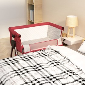 Crib with red linen fabric mattress by vidaXL, Cribs and beds for children - Ref: Foro24-10293, Price: 112,99 €, Discount: %