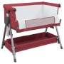 Crib with red linen fabric mattress by vidaXL, Cribs and beds for children - Ref: Foro24-10293, Price: 112,93 €, Discount: %