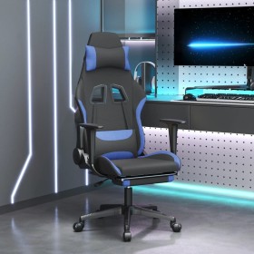 Gaming-Stuhl mit Fußstütze aus schwarzem und blauem Stoff von vidaXL, Gaming-Stühle - Ref: Foro24-3143749, Preis: 145,99 €, R...