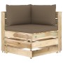 3-seater pallet sofa with green impregnated pine wood cushions by vidaXL, Garden sets - Ref: Foro24-3074563, Price: 448,99 €,...