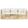 3-seater pallet sofa with green impregnated pine wood cushions by vidaXL, Garden sets - Ref: Foro24-3074557, Price: 406,56 €,...