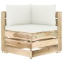 3-seater pallet sofa with green impregnated pine wood cushions by vidaXL, Garden sets - Ref: Foro24-3074557, Price: 406,56 €,...