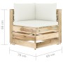 3-seater pallet sofa with green impregnated pine wood cushions by vidaXL, Garden sets - Ref: Foro24-3074557, Price: 406,56 €,...