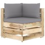 3-Sitzer-Sofa aus Paletten mit Kissen aus grün imprägniertem Kiefernholz von vidaXL, Gartensets - Ref: Foro24-3074556, Preis:...