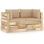 2-Sitzer-Palettensofa mit grün imprägnierten Kiefernholzkissen von vidaXL, Gartensets - Ref: Foro24-3074546, Preis: 345,48 €,...