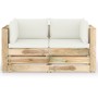 2-seater pallet sofa with green impregnated pine wood cushions by vidaXL, Garden sets - Ref: Foro24-3074545, Price: 342,84 €,...