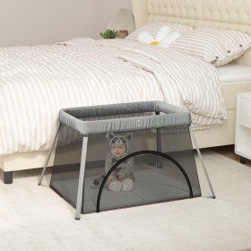 Playpen for babies with light gray linen fabric mattress by vidaXL, Baby Playpens - Ref: Foro24-10301, Price: 58,99 €, Discou...