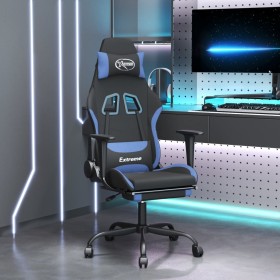 Gaming-Stuhl mit Fußstütze aus schwarzem und blauem Stoff von vidaXL, Gaming-Stühle - Ref: Foro24-3143729, Preis: 136,99 €, R...