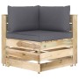 3-Sitzer-Sofa aus Paletten mit Kissen aus grün imprägniertem Kiefernholz von vidaXL, Gartensets - Ref: Foro24-3074555, Preis:...