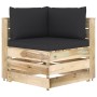 3-seater pallet sofa with green impregnated pine wood cushions by vidaXL, Garden sets - Ref: Foro24-3074562, Price: 421,21 €,...