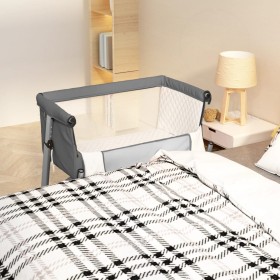 Crib with dark gray linen fabric mattress by vidaXL, Cribs and beds for children - Ref: Foro24-10296, Price: 110,97 €, Discou...