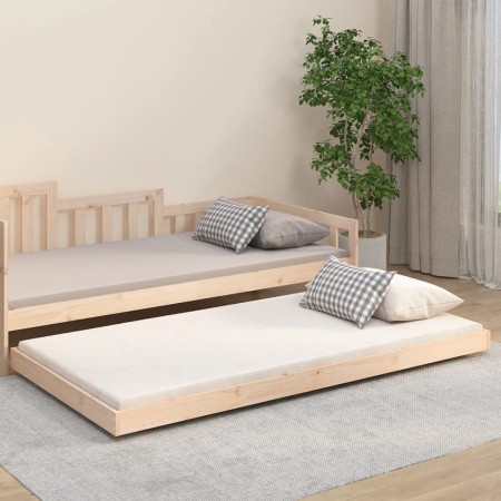 Solid pine wood bed frame 100x200 cm by vidaXL, Beds and slatted bases - Ref: Foro24-823489, Price: 70,77 €, Discount: %