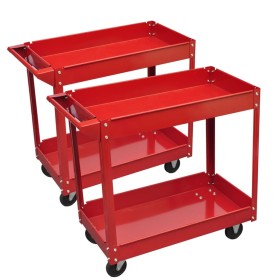 Workshop tool cart 2 pcs 2 shelves red 100 kg by vidaXL, Cargo forklifts - Ref: Foro24-140155, Price: 138,79 €, Discount: %