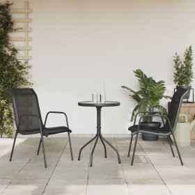 3-piece black steel garden dining set by vidaXL, Garden sets - Ref: Foro24-3203728, Price: 106,99 €, Discount: %