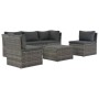 Gartenlounge-Set 4-teilig und graue synthetische Rattankissen von vidaXL, Outdoor-Sofas - Ref: Foro24-44723, Preis: 389,89 €,...