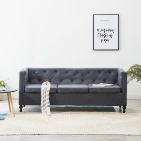 3-seater Chesterfield sofa with dark gray fabric upholstery by vidaXL, Sofas - Ref: Foro24-247160, Price: 454,99 €, Discount: %