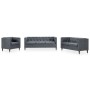 Set de sofá Chesterfield 3 piezas tapizado de tela gris de vidaXL, Sofás - Ref: Foro24-275631, Precio: 979,99 €, Descuento: %