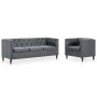 Set de sofá Chesterfield 2 piezas tapizado de tela gris de vidaXL, Sofás - Ref: Foro24-275629, Precio: 620,09 €, Descuento: %