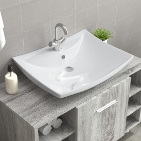 Lavabo de cerámica rectangular con orificio de grifo y desagüe de vidaXL, Lavabos - Ref: Foro24-140688, Precio: 98,57 €, Desc...