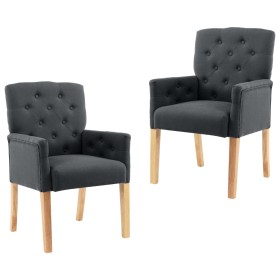 Dining chairs with armrests 2 units gray fabric by vidaXL, dining chairs - Ref: Foro24-3058290, Price: 328,99 €, Discount: %