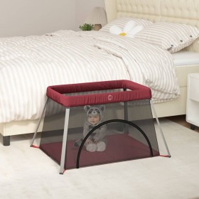 Playpen for babies with red linen fabric mattress by vidaXL, Baby Playpens - Ref: Foro24-10305, Price: 58,99 €, Discount: %