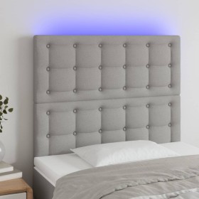 Headboard with LED lights light gray fabric 100x5x118/128 cm by vidaXL, Headboards and footboards - Ref: Foro24-3122848, Pric...